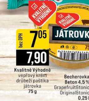 Kvalitně Výhodně vepřový krém drůbeží paštika játrovka 75g