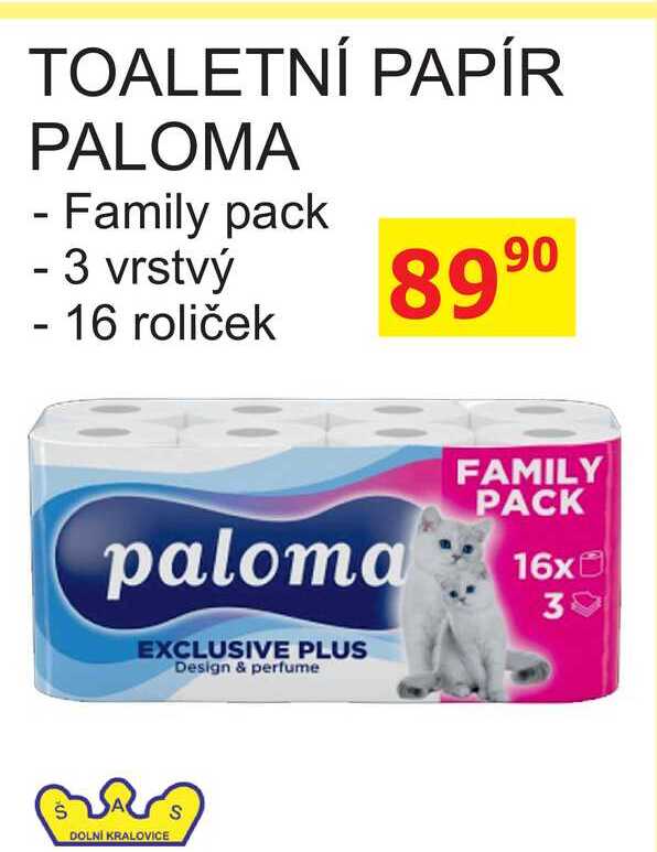 Paloma toaletní papír 3-vrstvý 16rolí