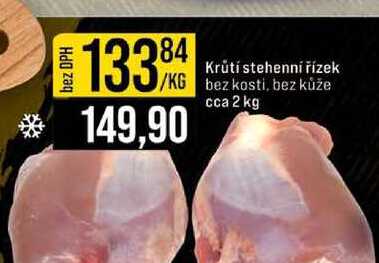 Krůtí stehenní řízek bez kosti, bez kůže cca 2 kg 1kg