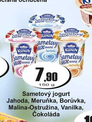 Kunín Sametový jogurt Jahoda, Meruňka, Borůvka, Malina-Ostružina, Vanilka, Čokoláda 150 g