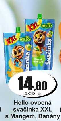 Hello ovocná svačinka XXL s Mangem, Banány 200 g