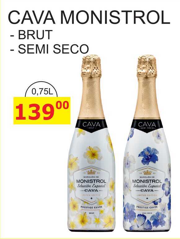 CAVA MONISTROL BRUT, SEMI SECO 0,75L
