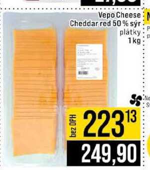 Vepo Cheese Cheddar red 50% sýr plátky 1 kg