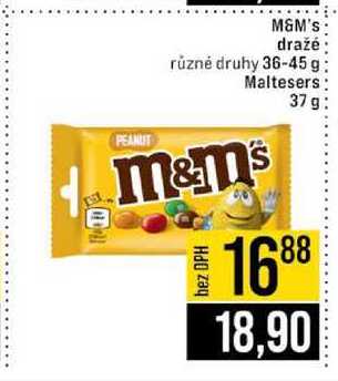 M&M's dražé různé druhy 36-45g Maltesers 37g