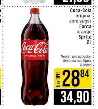 Coca-Cola original zero sugar Fanta orange Sprite 2l