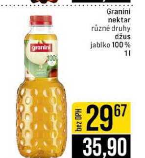 Granini nektar různé druhy džus jablko 100% 1l