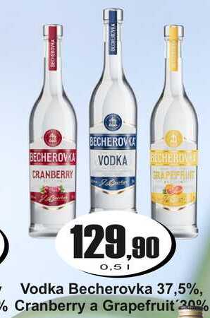 Vodka Becherovka 37,5%, Cranberry a Grapefruit 20% 0,5 L