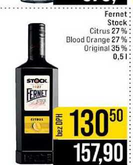 Fernet Stock Citrus 27% Blood Orange 27% Original 35%2 0,5l