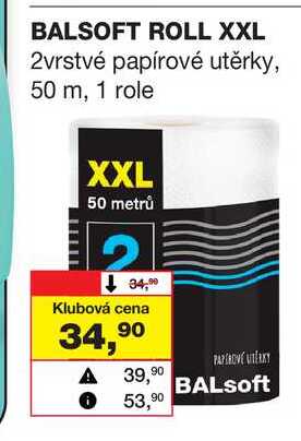 BALSOFT ROLL XXL 2vrstvé papírové utěrky, 50 m