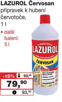 LAZUROL Červosan přípravek k hubení červotoče, 1l