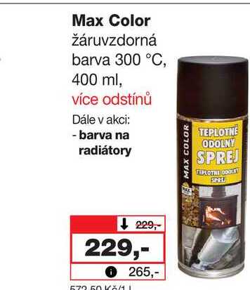 Max Color žáruvzdorná barva 300 °C, 400 ml
