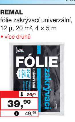 REMAL fólie zakrývací univerzální, 12 μ, 20 m², 4 x 5 m