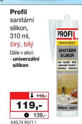 Profil sanitární silikon, 310 ml, čirý, bílý