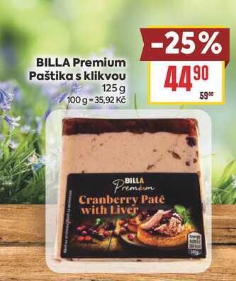 BILLA Premium Paštika s klikvou 125 g 