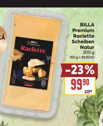 BILLA Premium ZÁ BILLA Premium Raclette Raclette Scheiben Natur 200 g