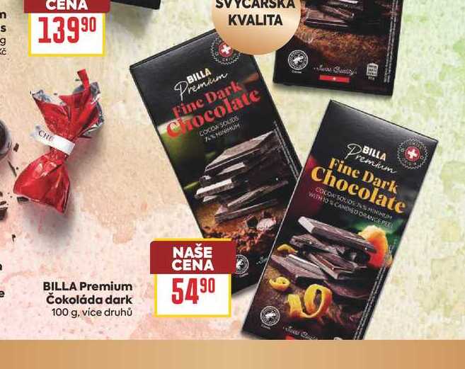 BILLA Premium Čokoláda dark 100 g