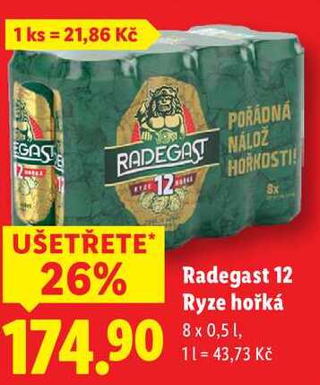 Radegast 12 Ryze hořká, 8x 0,5 l