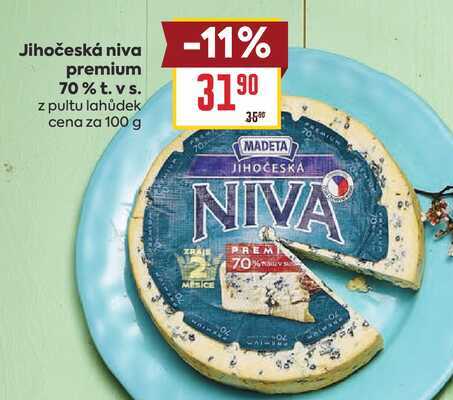Jihočeská niva premium 70% t. vs. z pultu lahůdek cena za 100 g 