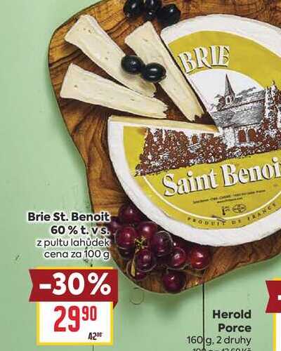 Brie St. Benoit 60% t. vs. z pultu lahůdek cena za 100 g