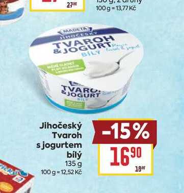 Jihočeský Tvaroh s jogurtem bílý 135 g