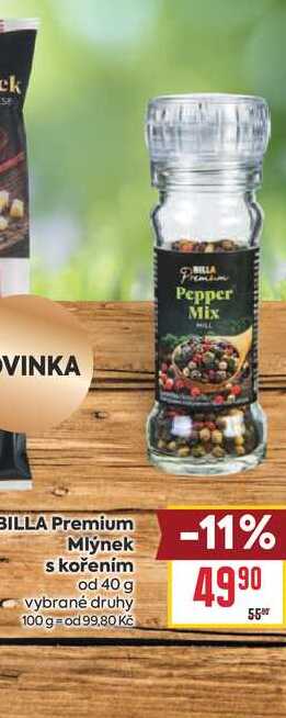 BILLA Premium Mlýnek s kořením od 40 g