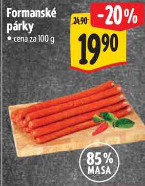 Formanské párky, cena za 100 g