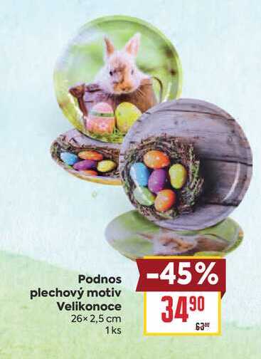 Podnos plechový motiv Velikonoce 26×2,5 cm 1ks 