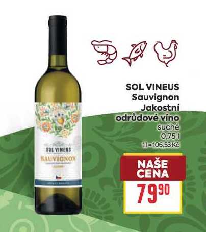 SOL VINEUS Sauvignon Jakostní odrůdové víno suché 0,75l