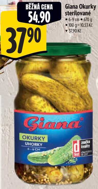 Giana Okurky sterilované, 670 g