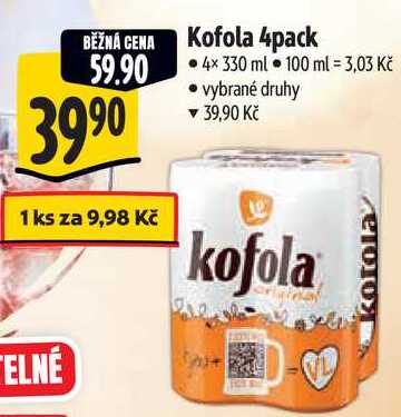 Kofola 4pack, 4x 330 ml