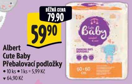 Albert Cute Baby Přebalovací podložky, 10 ks