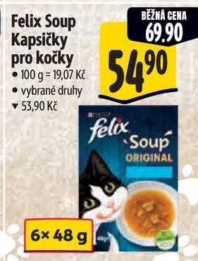 Felix Soup Kapsičky pro kočky, 6x 48 g