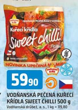 VODŇANSKÁ PEČENÁ KUŘECÍ KŘÍDLA SWEET CHILLI 500 g