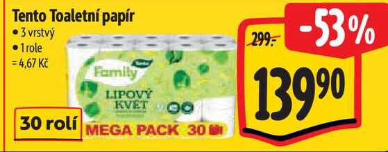 Tento Toaletní papír, 30 rolí