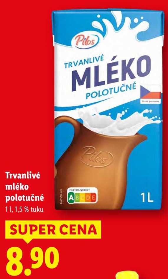 Trvanlivé mléko polotučné, 1 l