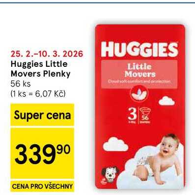 Huggies Little Movers Plenky, 56 ks