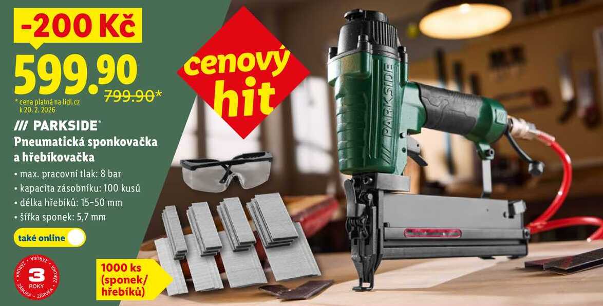 Pneumatická sponkovačka a hřebíkovačka 