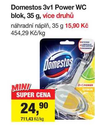 Domestos 3v1 Power WC blok, 35 g