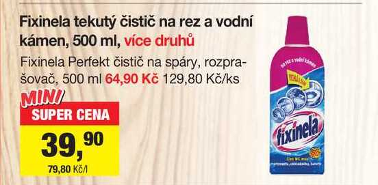 Fixinela tekutý čistič na rez a vodní kámen, 500 ml