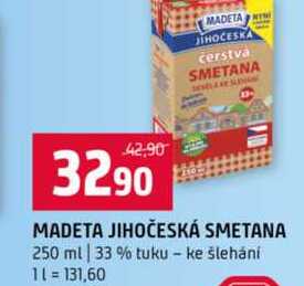 MADETA JIHOČESKÁ SMETANA 250 ml 33 % tuku ke šlehání