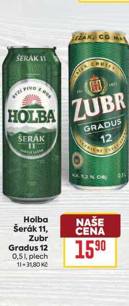 Holba Šerák 11, Zubr Gradus 12 0,51, plech 
