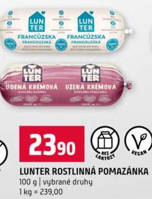 LUNTER ROSTLINNÁ POMAZÁNKA 100 g vybrané druhy