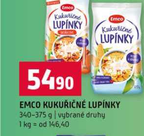 EMCO KUKUŘIČNÉ LUPÍNKY 340-375 g vybrané druhy
