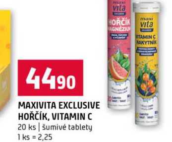 MAXIVITA EXCLUSIVE HOŘČÍK, VITAMIN C 20 ks šumivé tablety