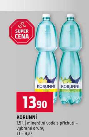 KORUNNÍ 1,5l minerální voda s příchutí vybrané druhy 