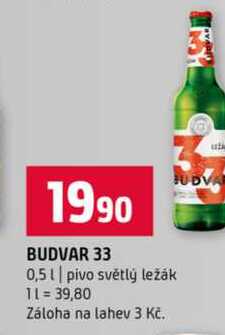 BUDVAR 33 0,5l pivo světlý ležák