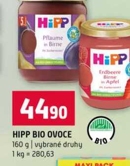 HIPP BIO OVOCE 160 g vybrané druhy