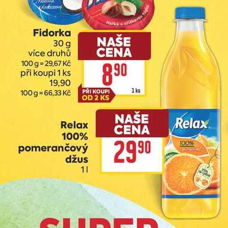 Relax 100% pomerančový džus 1l