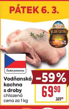 Vodňanská kachna s droby chlazená cena za 1 kg 