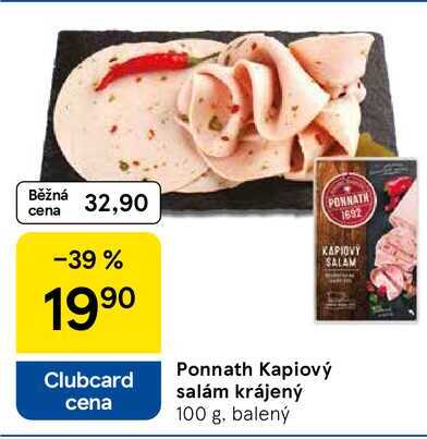 Ponnath Kapiový salám krájený, 100 g